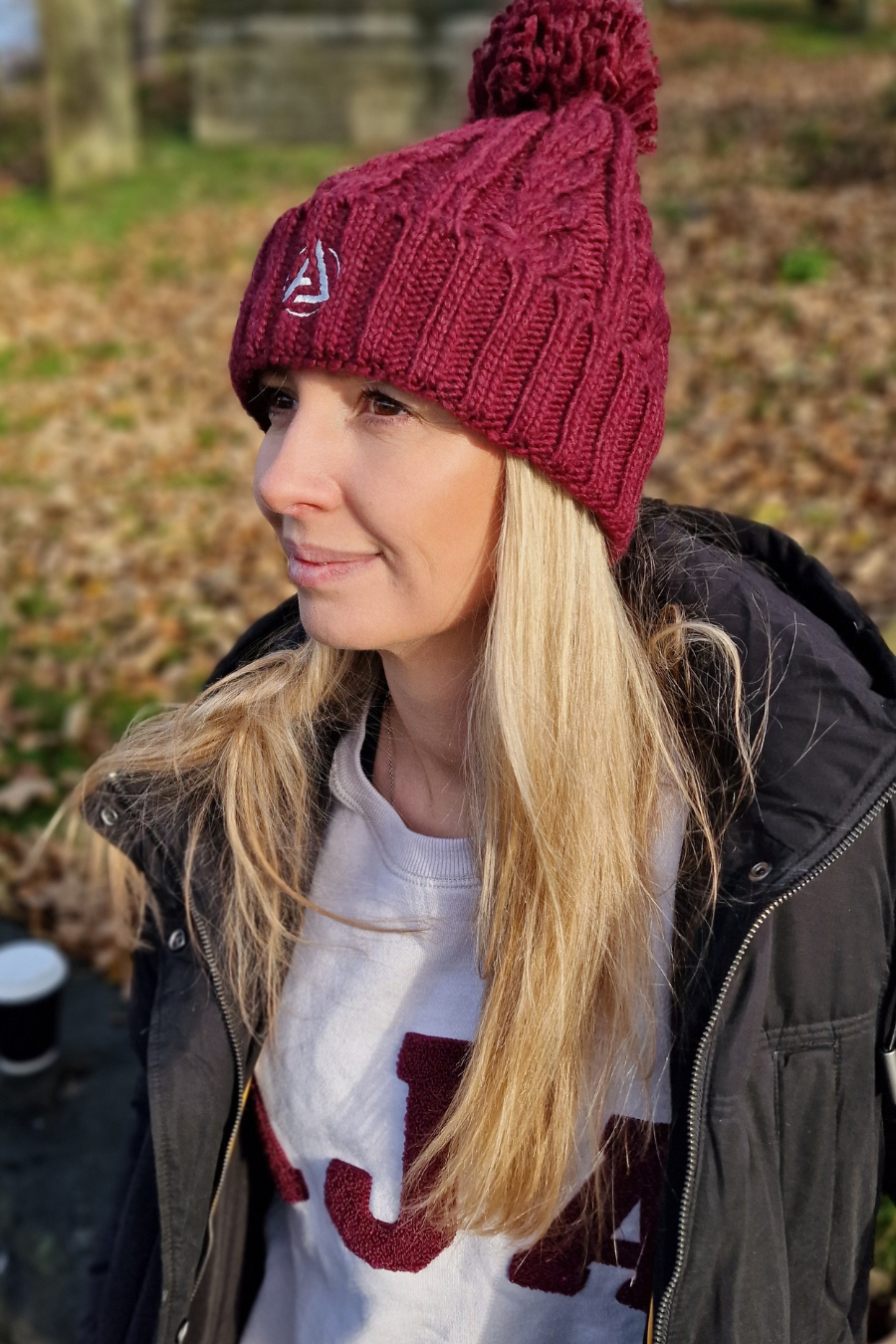 Burgundy Cable Knit Hat