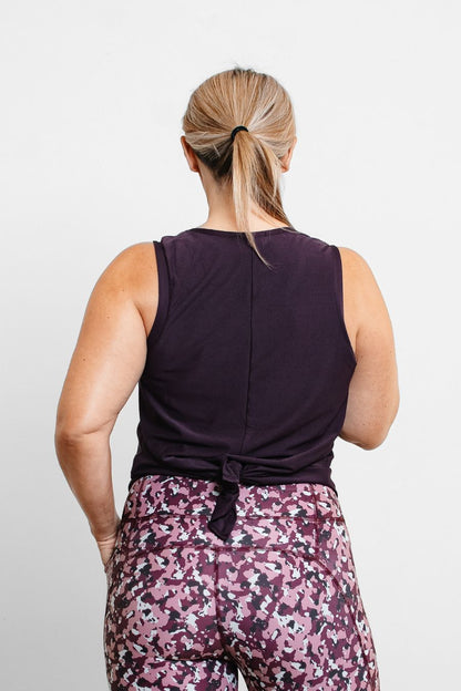 Marie Tie Back Active Tank -  Plum